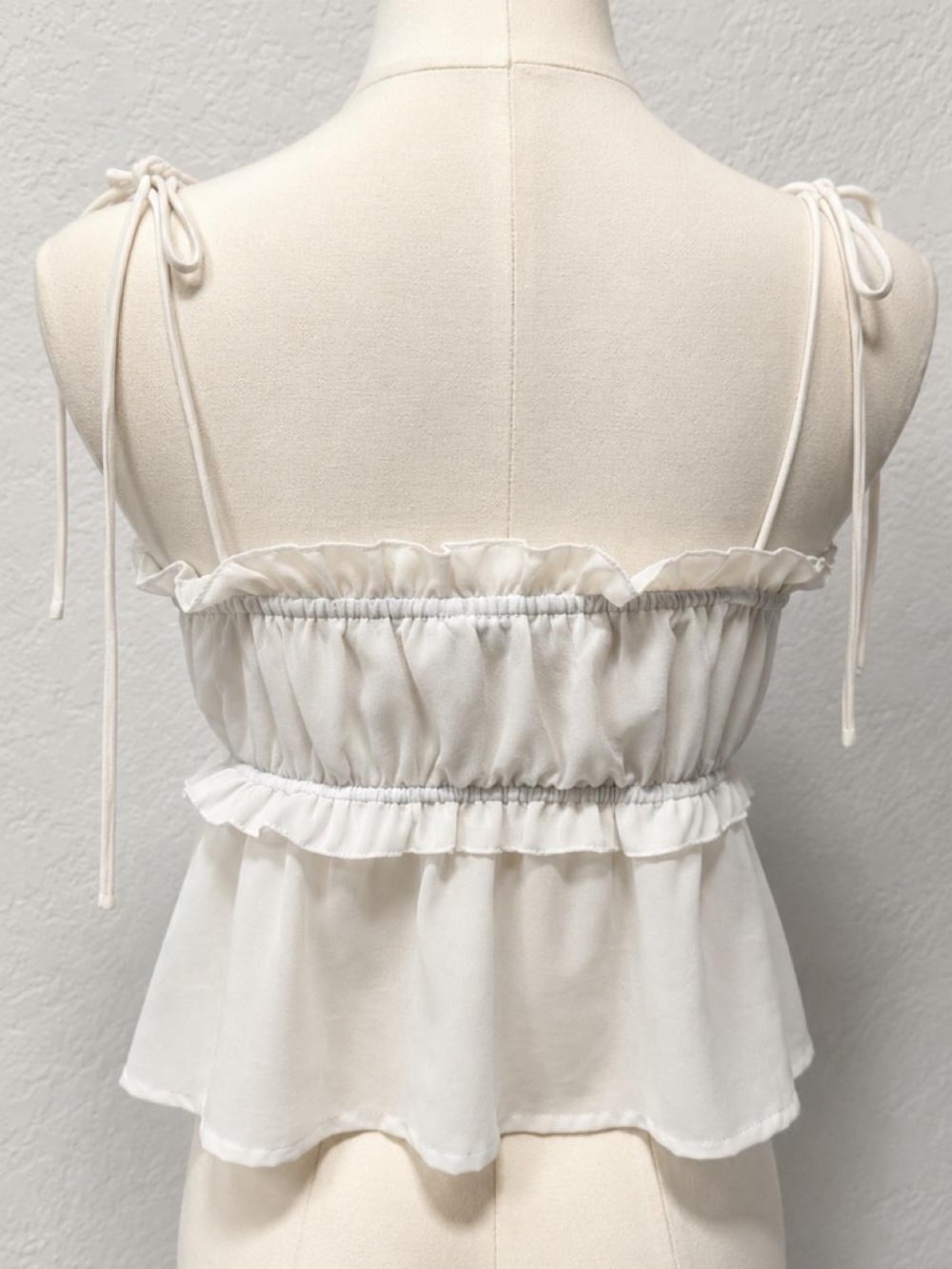 Princess Polly White Ruffle Tie-Strap Babydoll Top US 6 - Picture 5 of 6